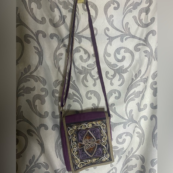 Authentic Mongolian Handstitched Suede Crossbody - Picture 2 of 5